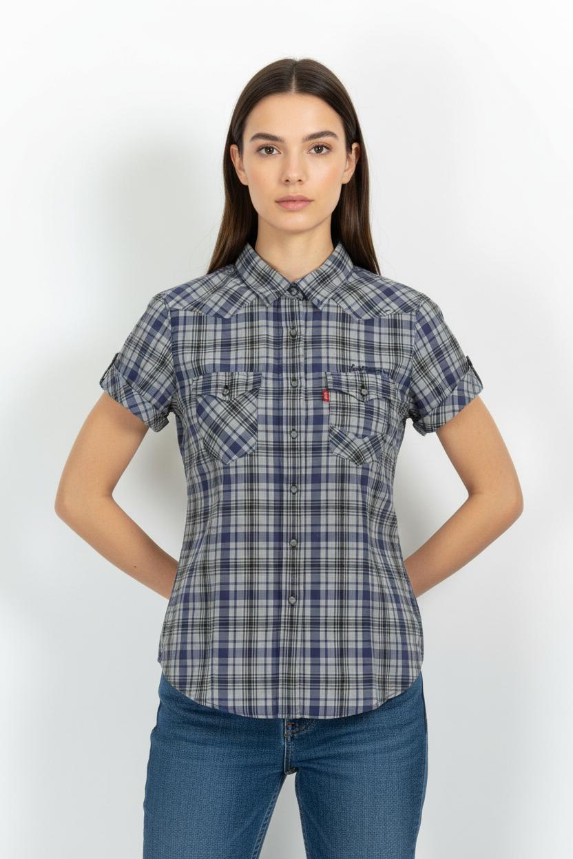 Chemise à Carreaux Bleue et Grise - Taille S/36 de la marque Levi's | PARAD83038 - Vendu par Paradigme - Image 1