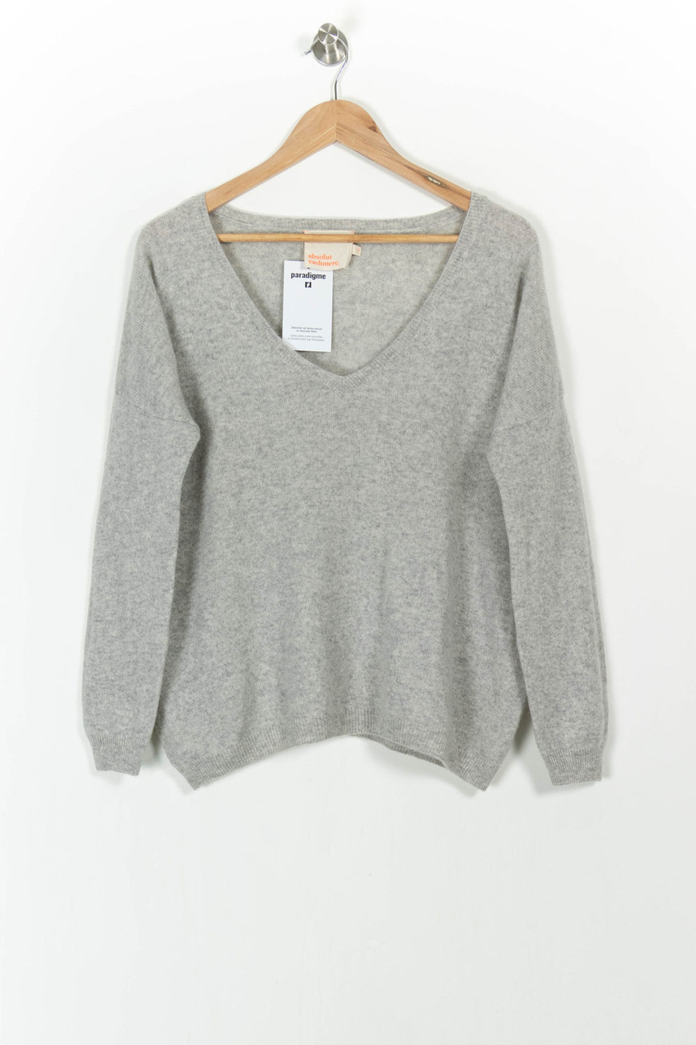 Pull Col V Gris - Taille S/36 de la marque Absolut Cashmere | PARAD83072 - Vendu par Paradigme - Image 2