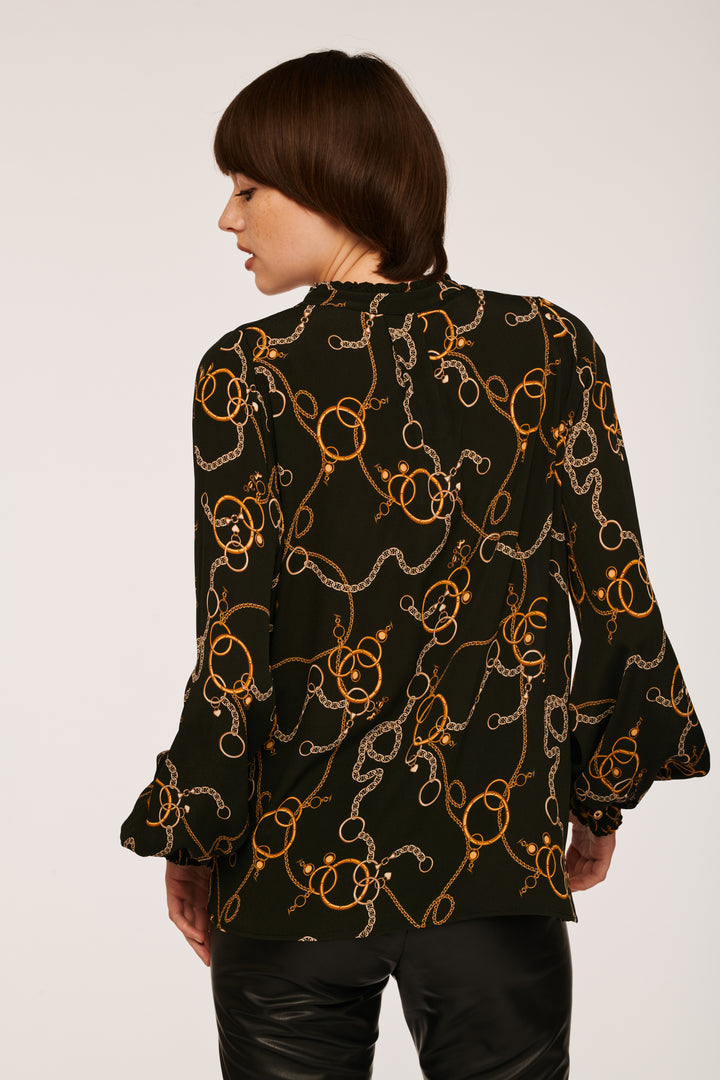 Blouse Lavallière Noire et Dorée - Taille S/36 de la marque Weill | PARAD83115 - Vendu par Paradigme - Image 3
