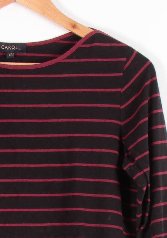 Marinière Noire et Bordeaux - Taille XS/34 de la marque Caroll | PARAD83172 - Vendu par Paradigme - Image 3