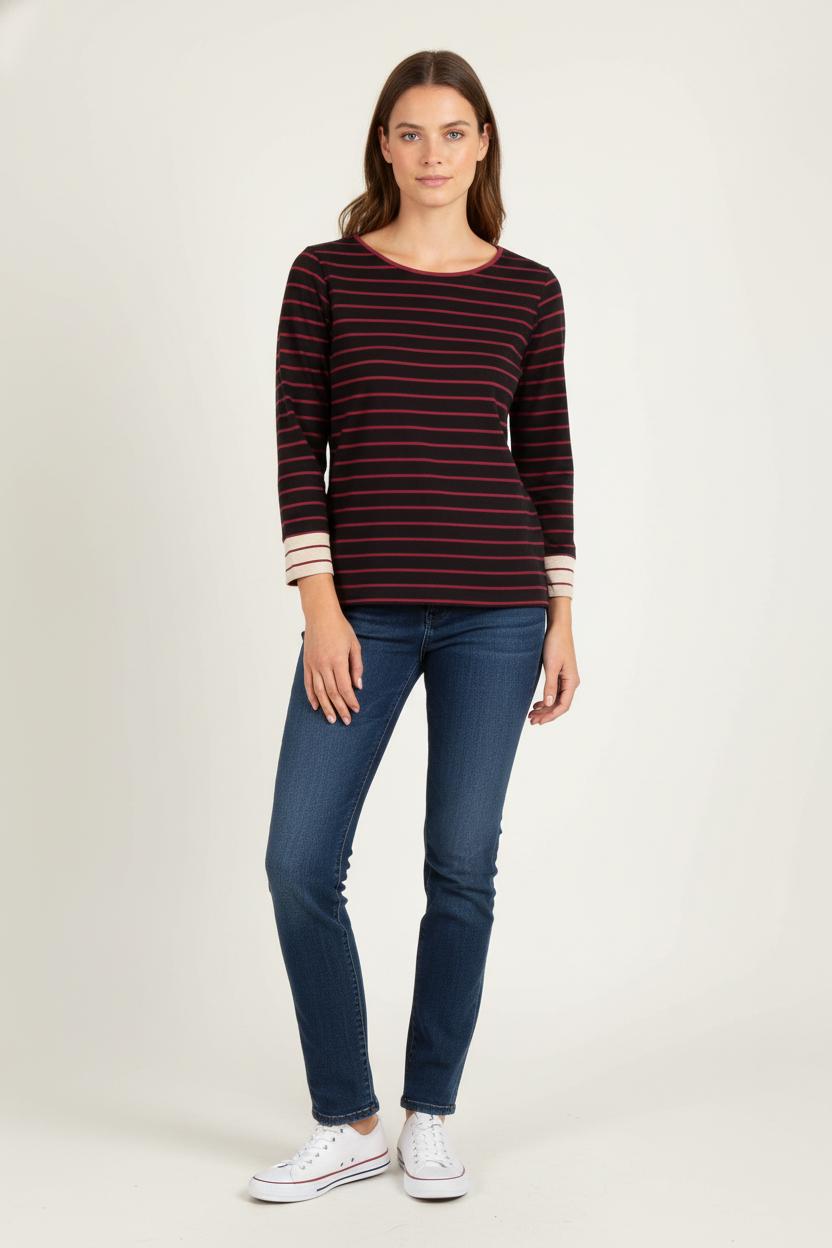 Marinière Noire et Bordeaux - Taille XS/34 de la marque Caroll | PARAD83172 - Vendu par Paradigme - Image 1