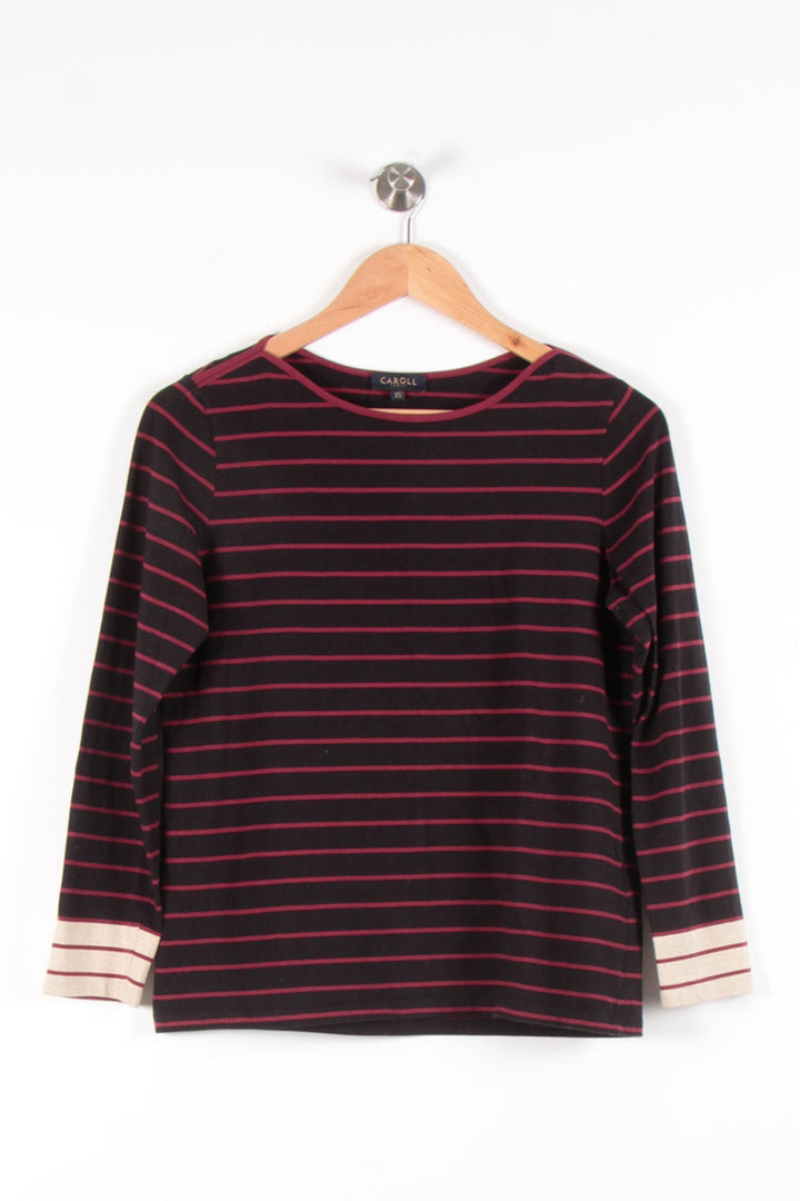 Marinière Noire et Bordeaux - Taille XS/34 de la marque Caroll | PARAD83172 - Vendu par Paradigme - Image 2