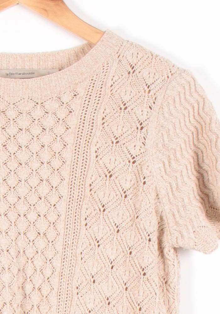 Pull Manches Courtes Beige - Taille S/36 de la marque La Fée Maraboutée | PARAD83175 - Vendu par Paradigme - Image 3