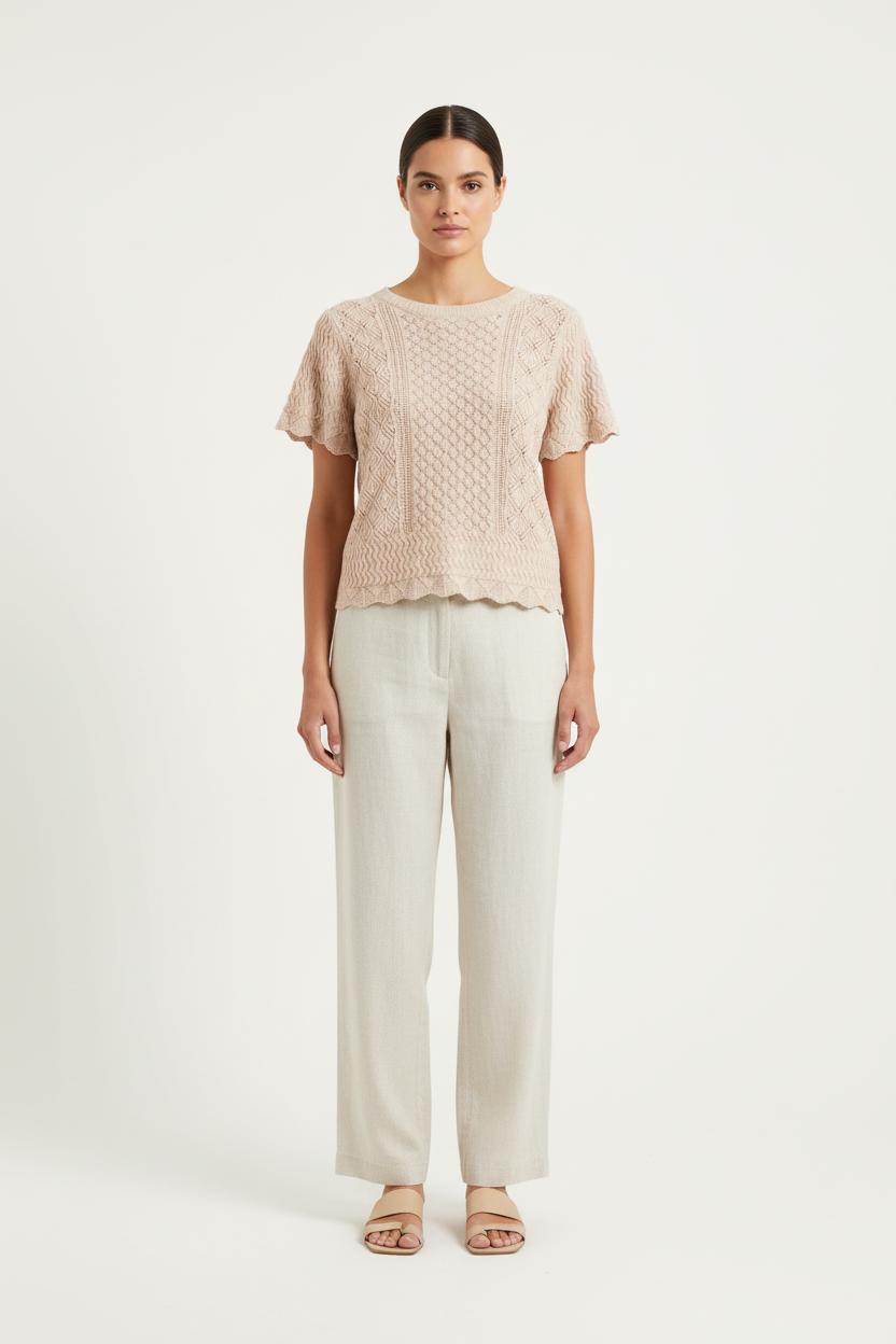 Pull Manches Courtes Beige - Taille S/36 de la marque La Fée Maraboutée | PARAD83175 - Vendu par Paradigme - Image 1