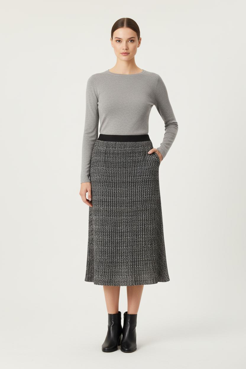 Jupe Midi Noire et Grise - Taille S/36 de la marque Gerard Darel | PARAD83208 - Vendu par Paradigme - Image 1