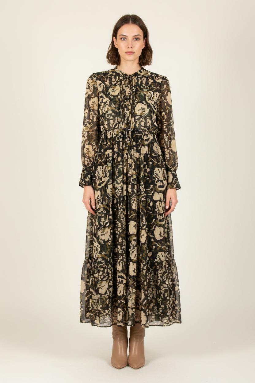 Robe Longue Noire et Beige - Taille M/38 de la marque Gerard Darel | PARAD83209 - Vendu par Paradigme - Image 1