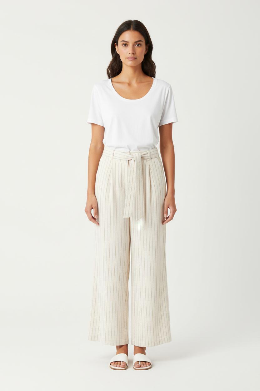 Pantalon Rayé Blanc et Beige - Taille S/36 de la marque Ekyog | PARAD83218 - Vendu par Paradigme - Image 1