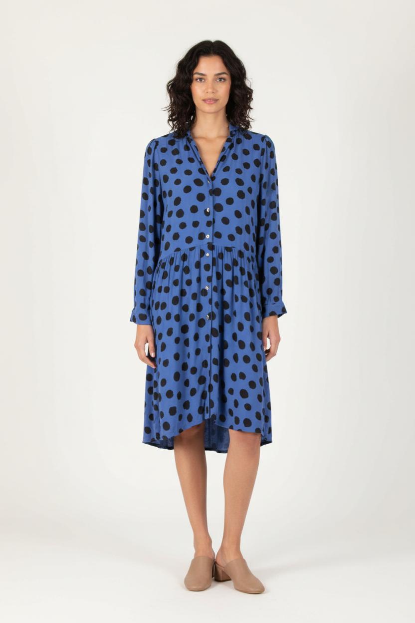 Robe Chemise Bleue et Noire - Taille S/36 de la marque Léon & Harper | PARAD83221 - Vendu par Paradigme - Image 1