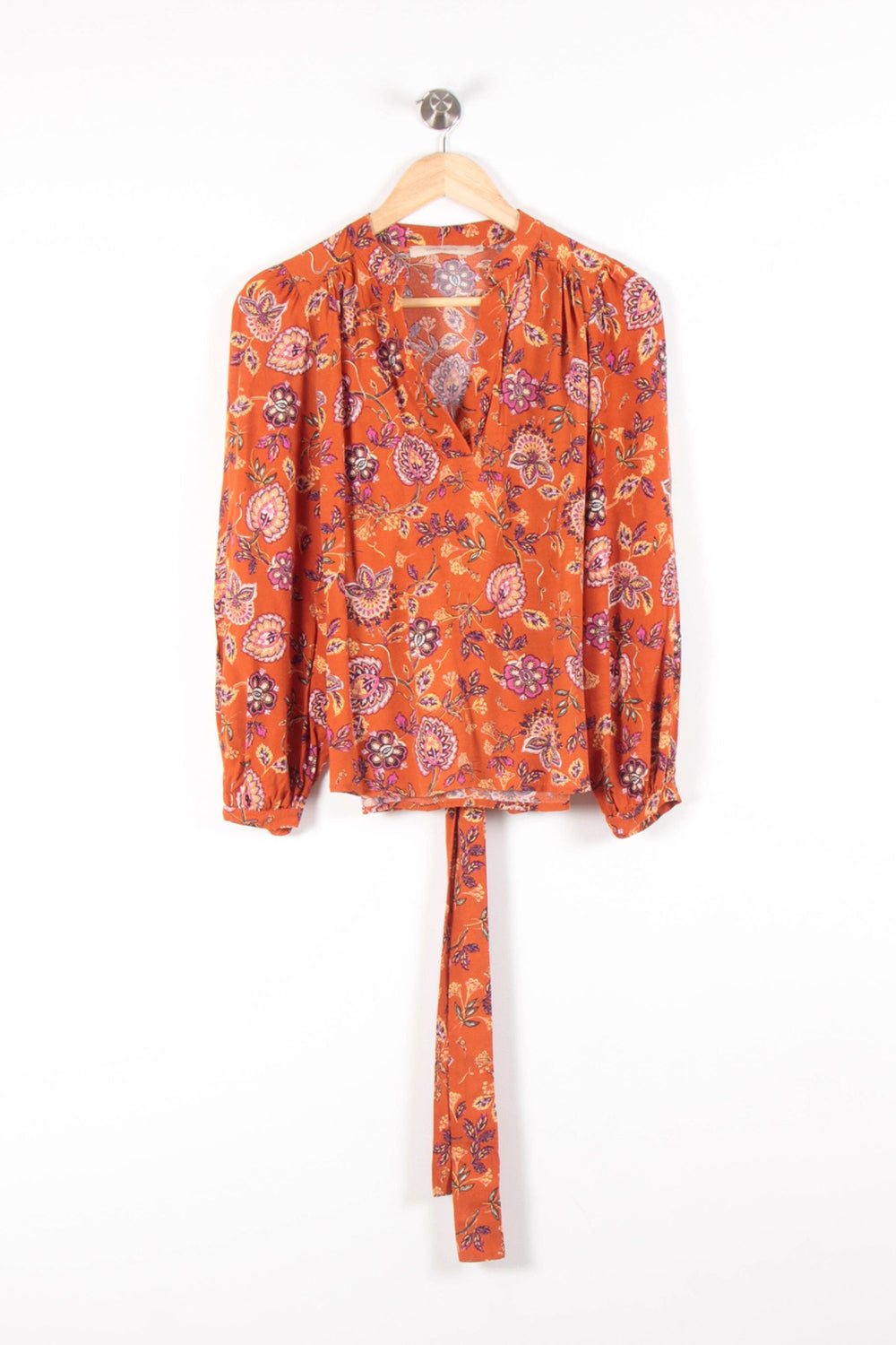 Blouse Fleurie Orange et Rose - Taille XS/34 de la marque La Fée Maraboutée | PARAD83227 - Vendu par Paradigme - Image 2