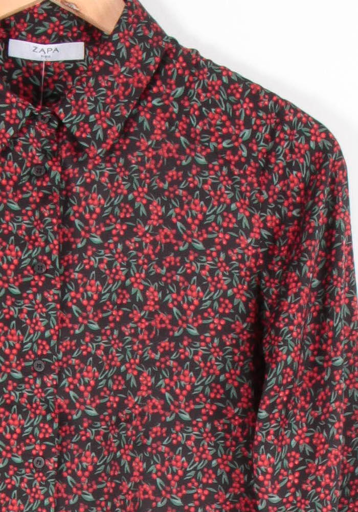 Chemise Fleurie Rouge et Verte - Taille S/36 de la marque ZAPA | PARAD83240 - Vendu par Paradigme - Image 3