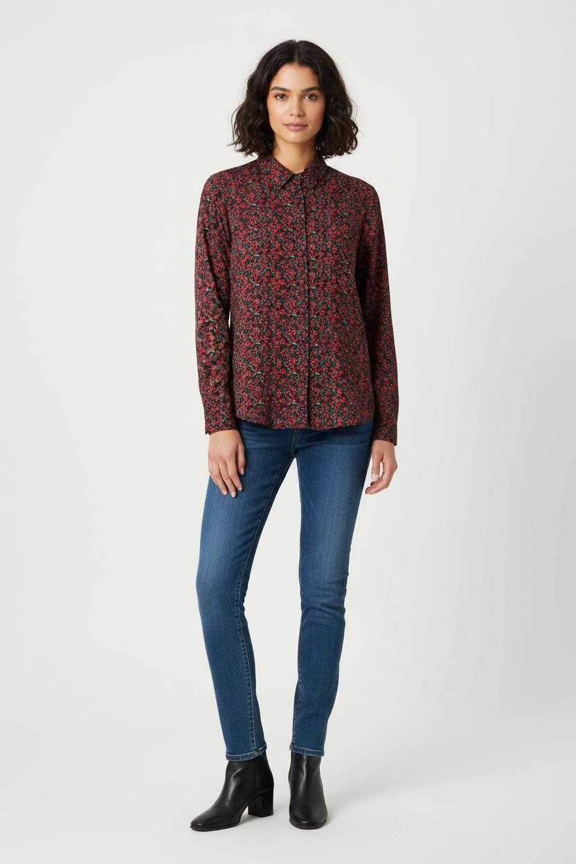 Chemise Fleurie Rouge et Verte - Taille S/36 de la marque ZAPA | PARAD83240 - Vendu par Paradigme - Image 1