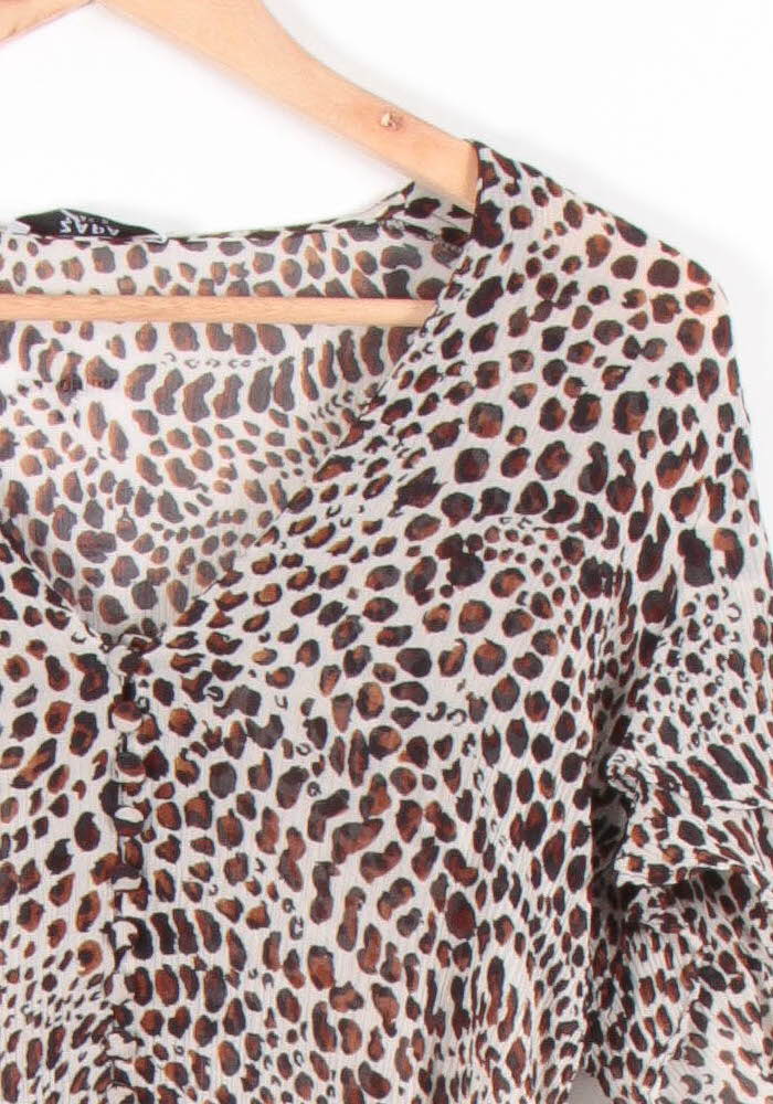 Blouse Léopard Beige et Marron - Taille S/36 de la marque ZAPA | PARAD83250 - Vendu par Paradigme - Image 3