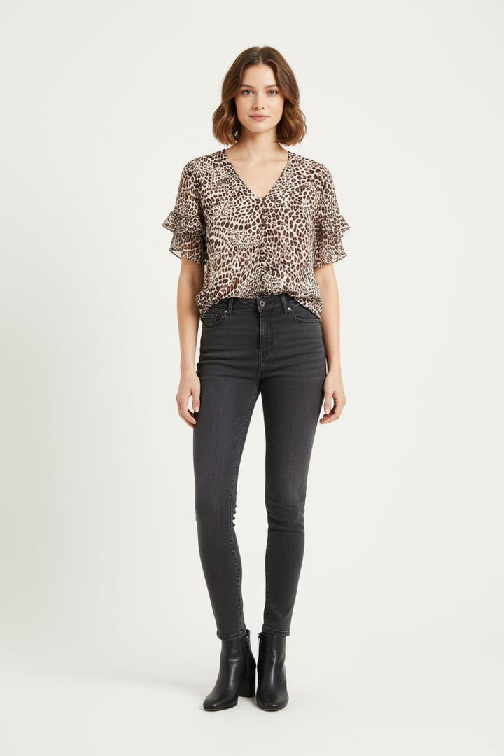 Blouse Léopard Beige et Marron - Taille S/36 de la marque ZAPA | PARAD83250 - Vendu par Paradigme - Image 1