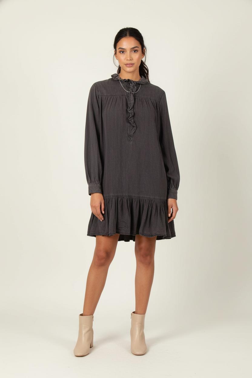 Robe Volantée Grise - Taille XS/34 de la marque Claudie Pierlot | PARAD83294 - Vendu par Paradigme - Image 1