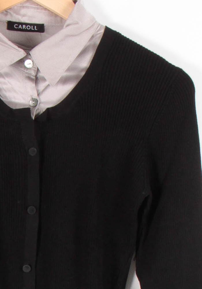 Cardigan Noir et Gris - Taille M/38 de la marque Caroll | PARAD83322 - Vendu par Paradigme - Image 3