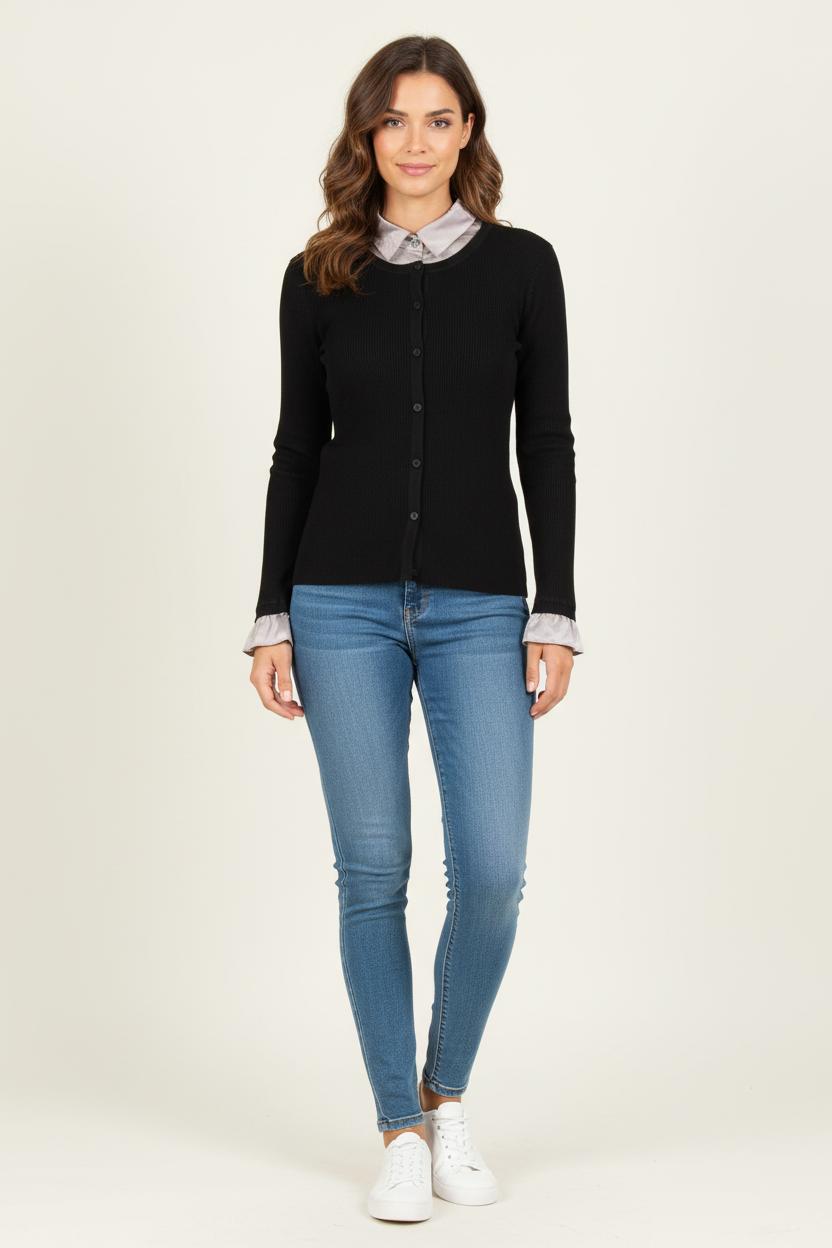 Cardigan Noir et Gris - Taille M/38 de la marque Caroll | PARAD83322 - Vendu par Paradigme - Image 1