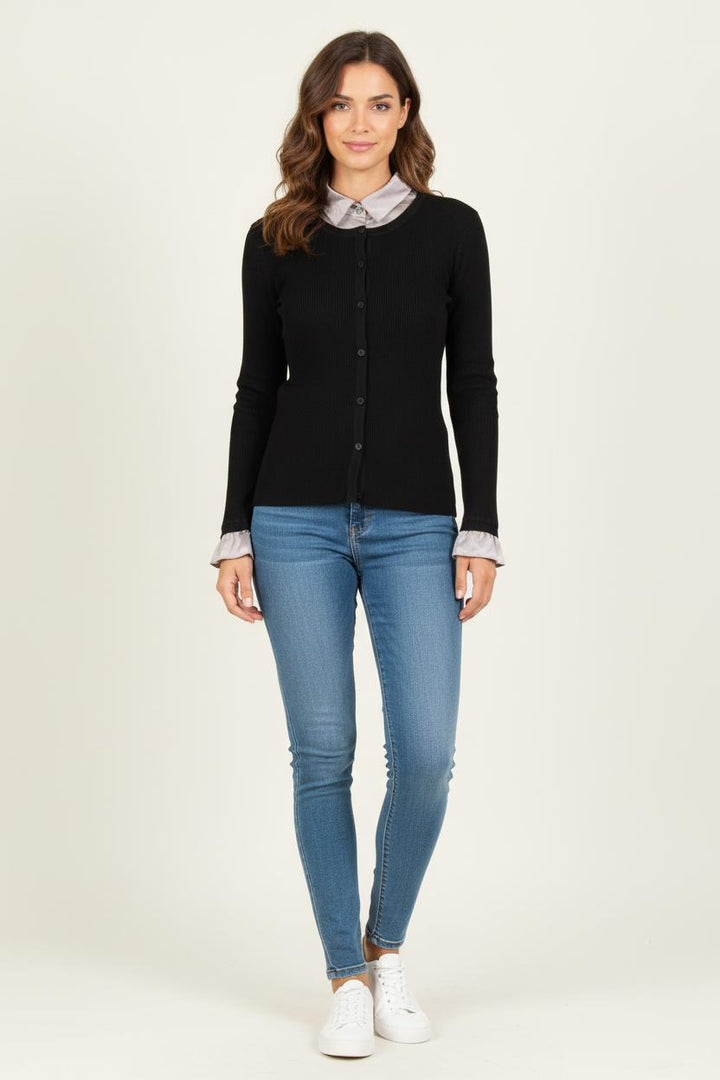 Cardigan Noir et Gris - Taille M/38 de la marque Caroll | PARAD83322 - Vendu par Paradigme - Image 1