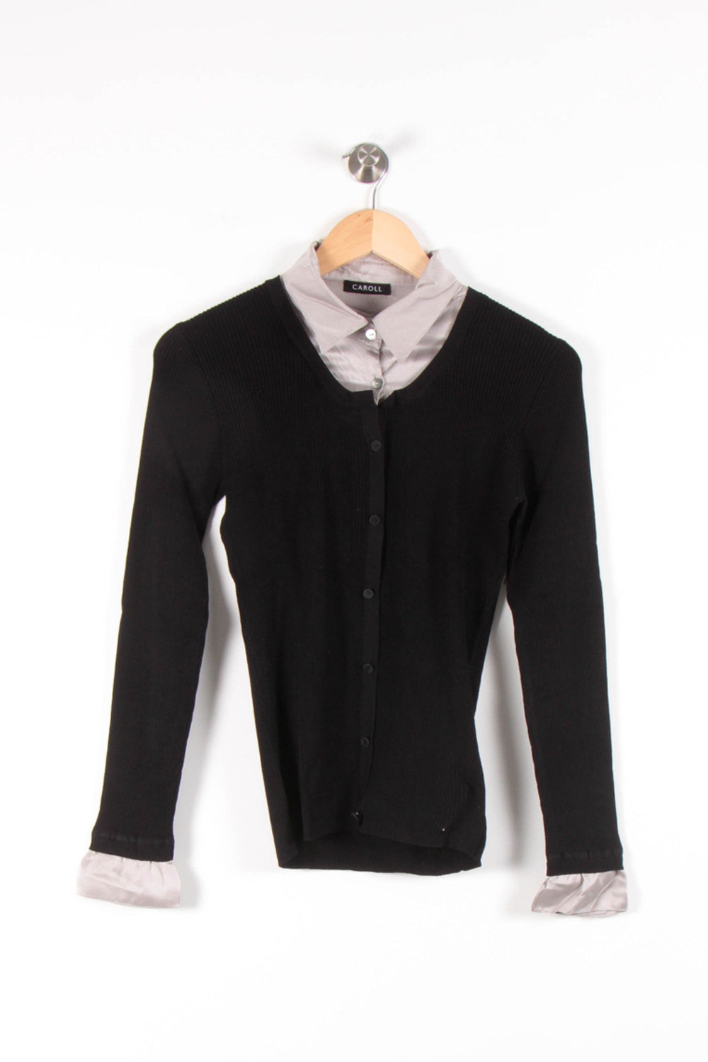 Cardigan Noir et Gris - Taille M/38 de la marque Caroll | PARAD83322 - Vendu par Paradigme - Image 2