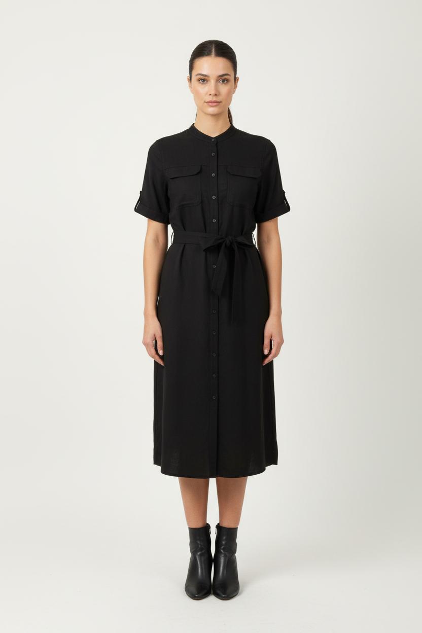 Robe Chemise Noire - Taille M/38 de la marque Caroll | PARAD83367 - Vendu par Paradigme - Image 1