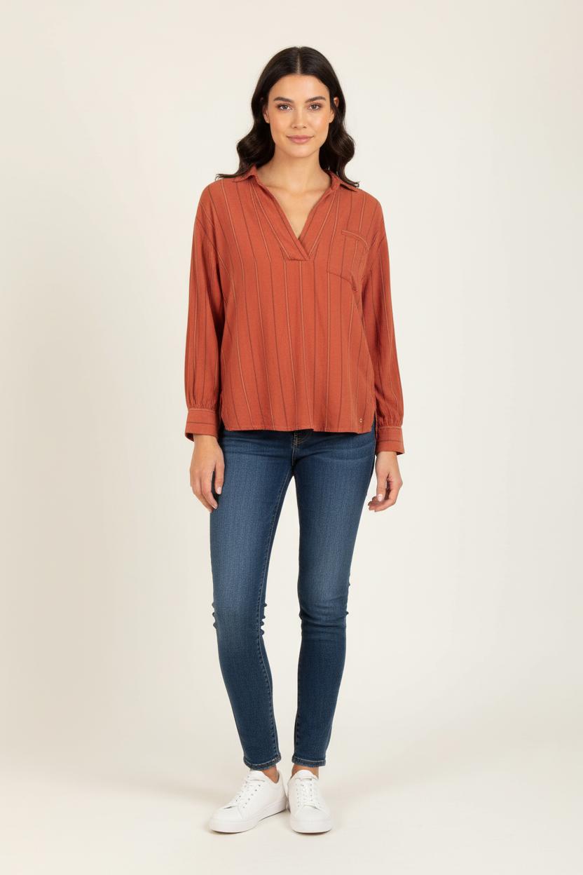 Chemise Orange à Rayures - Taille XS/34 de la marque Des petits hauts | PARAD83405 - Vendu par Paradigme - Image 1