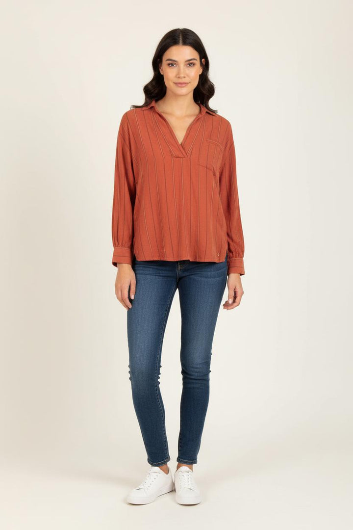 Chemise Orange à Rayures - Taille XS/34 de la marque Des petits hauts | PARAD83405 - Vendu par Paradigme - Image 1