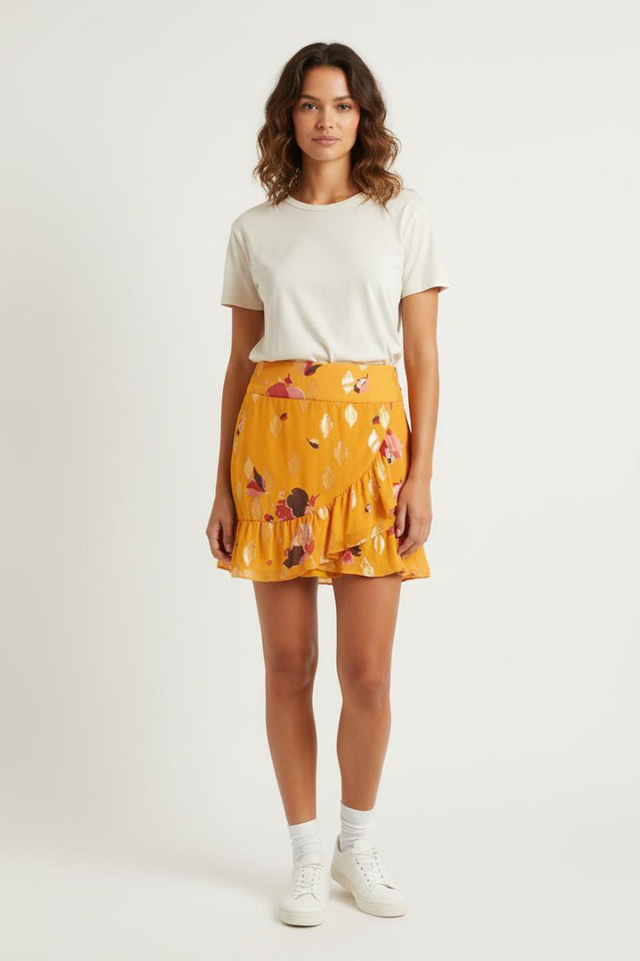 Jupe Volantée Jaune et Doré - Taille XS/34 de la marque Sézane | PARAD83410 - Vendu par Paradigme - Image 1
