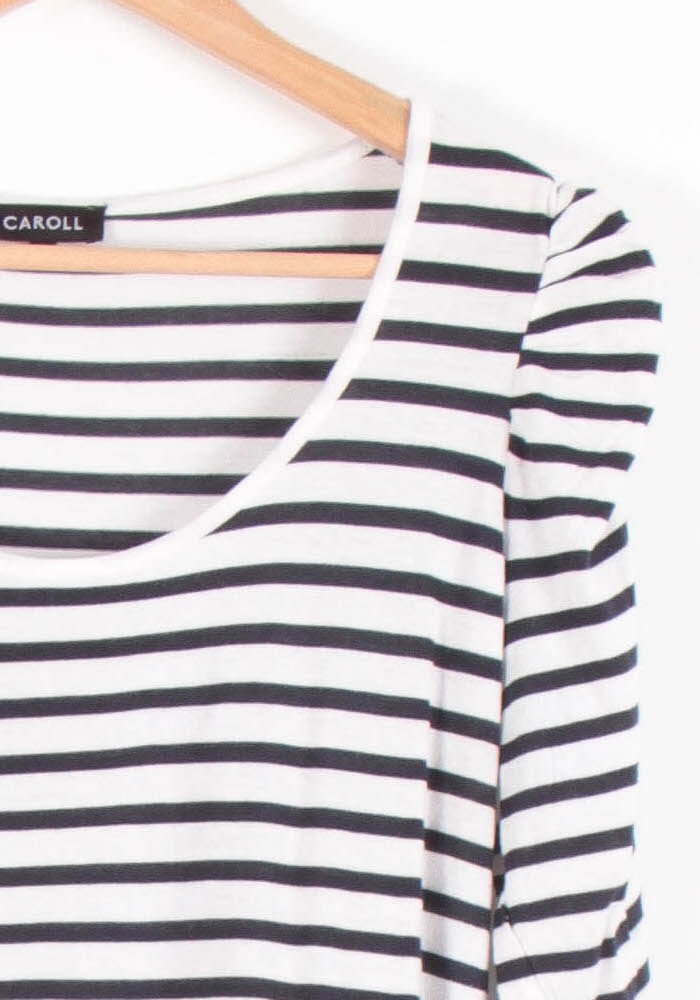 Marinière Blanche et Noire - Taille L/40 de la marque Caroll | PARAD83419 - Vendu par Paradigme - Image 3