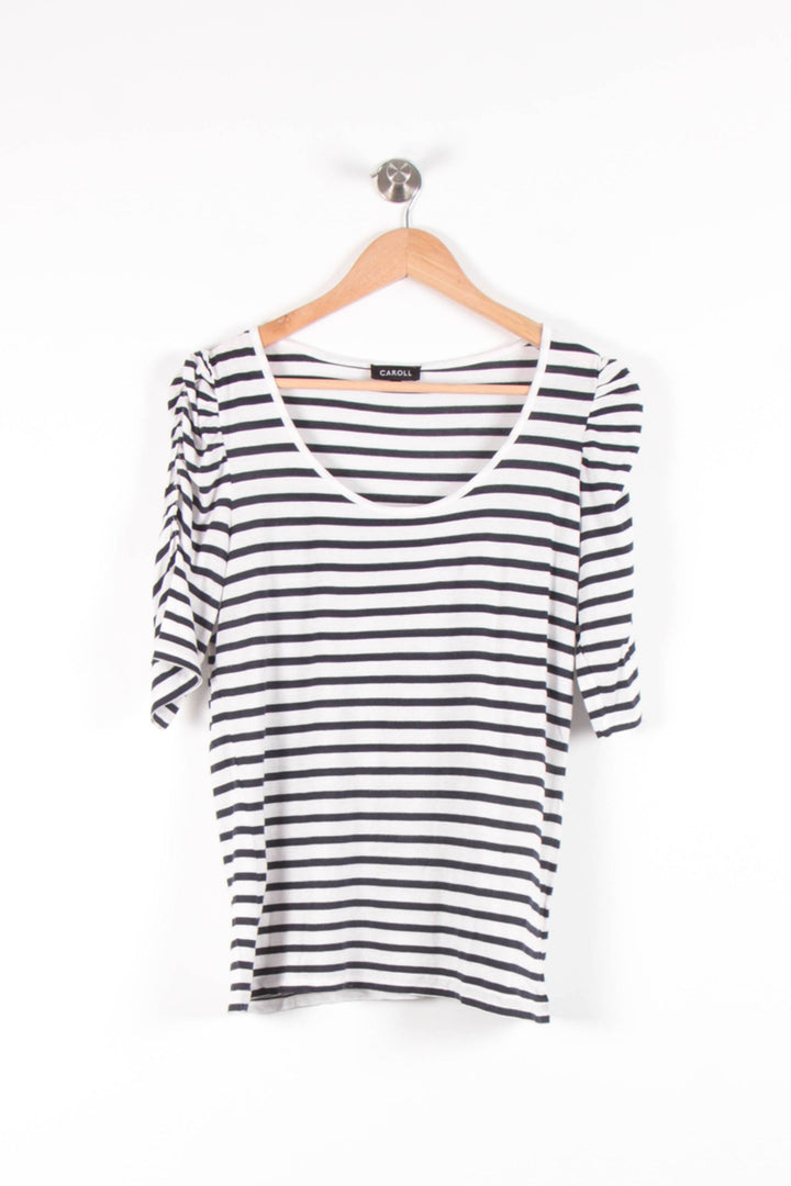 Marinière Blanche et Noire - Taille L/40 de la marque Caroll | PARAD83419 - Vendu par Paradigme - Image 2