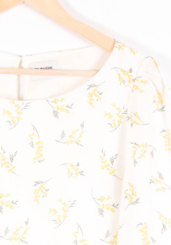 Robe Fleurie Blanche et Jaune - Taille M/38 de la marque Claudie Pierlot | PARAD83427 - Vendu par Paradigme - Image 3