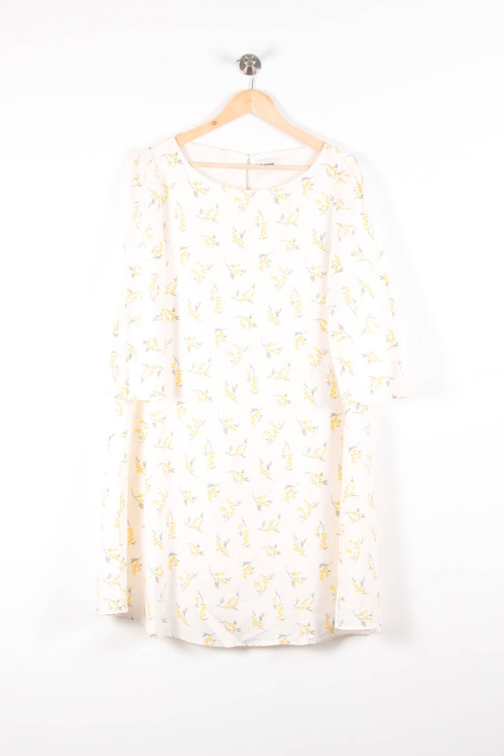 Robe Fleurie Blanche et Jaune - Taille M/38 de la marque Claudie Pierlot | PARAD83427 - Vendu par Paradigme - Image 2