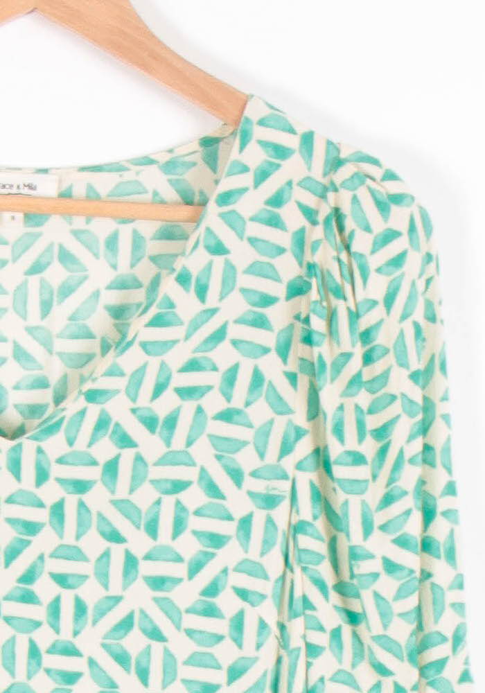 Robe Évasée Verte et Blanche - Taille S/36 de la marque Grace & Mila | PARAD83432 - Vendu par Paradigme - Image 3