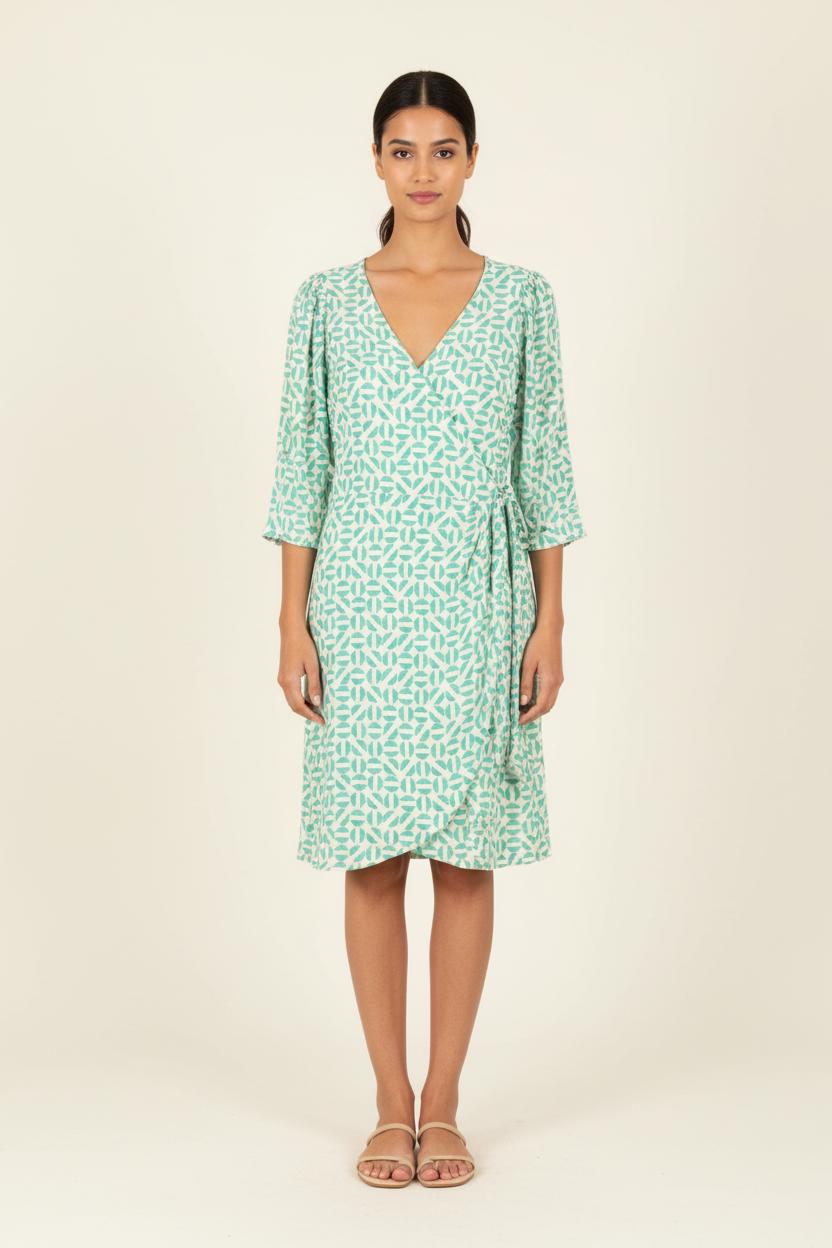 Robe Évasée Verte et Blanche - Taille S/36 de la marque Grace & Mila | PARAD83432 - Vendu par Paradigme - Image 1