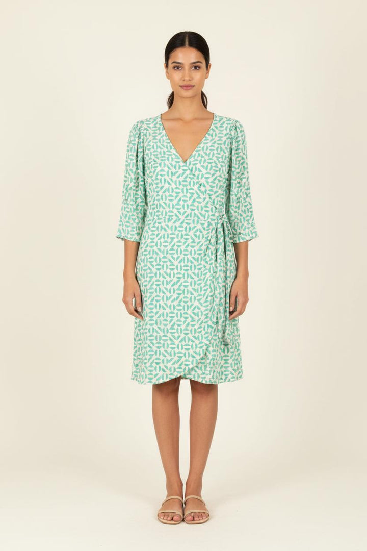 Robe Évasée Verte et Blanche - Taille S/36 de la marque Grace & Mila | PARAD83432 - Vendu par Paradigme - Image 1