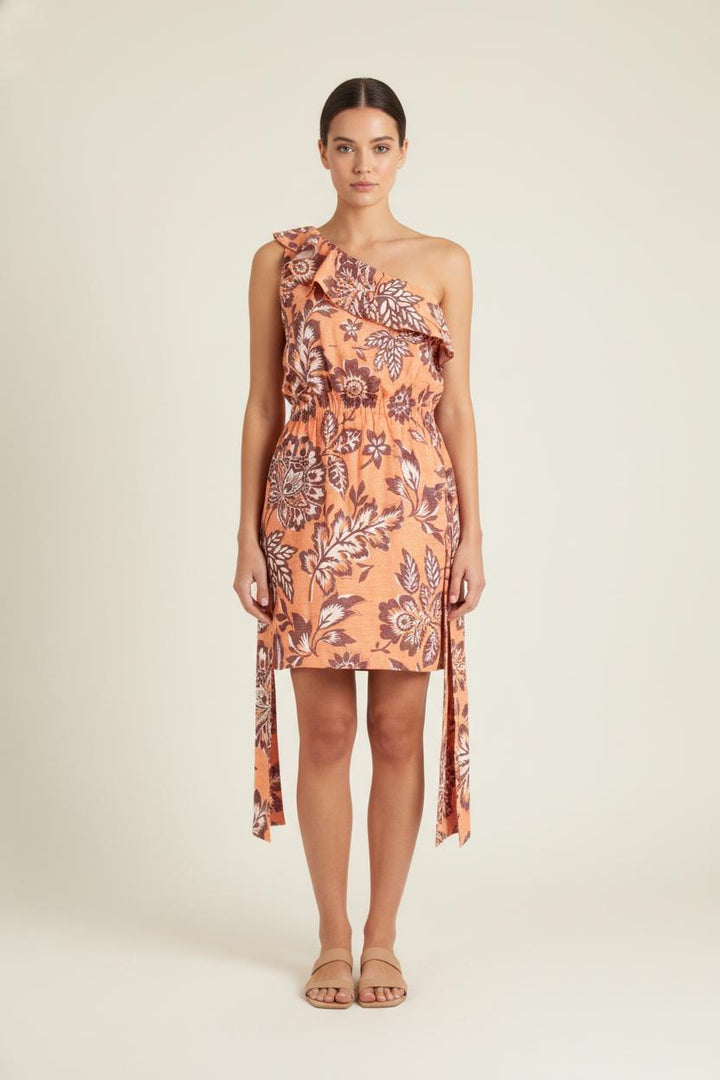 Robe Asymétrique Orange et Marron - Taille XS/34 de la marque Claudie Pierlot | PARAD83433 - Vendu par Paradigme - Image 1