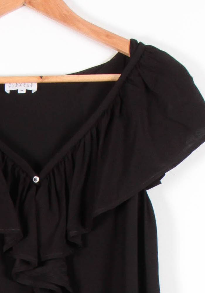 Robe Volantée Noire - Taille M/38 de la marque Claudie Pierlot | PARAD83468 - Vendu par Paradigme - Image 3