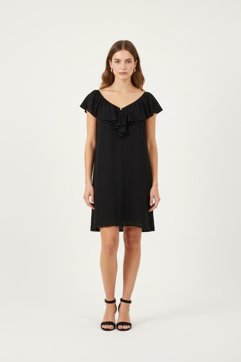 Robe Volantée Noire - Taille M/38 de la marque Claudie Pierlot | PARAD83468 - Vendu par Paradigme - Image 1