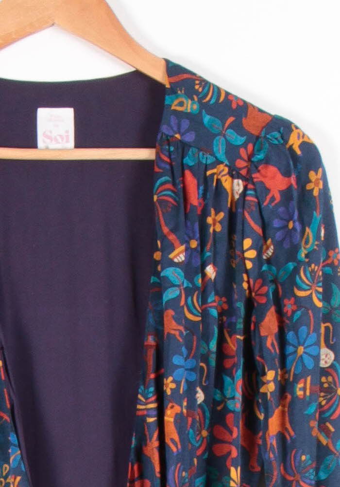 Robe Portefeuille Bleue et Orange - Taille XS/34 de la marque Soi Paris | PARAD83487 - Vendu par Paradigme - Image 3