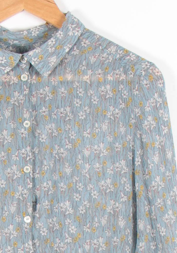 Chemise Fleurie Bleue et Blanche - Taille L/40 de la marque IKKS | PARAD83521 - Vendu par Paradigme - Image 3