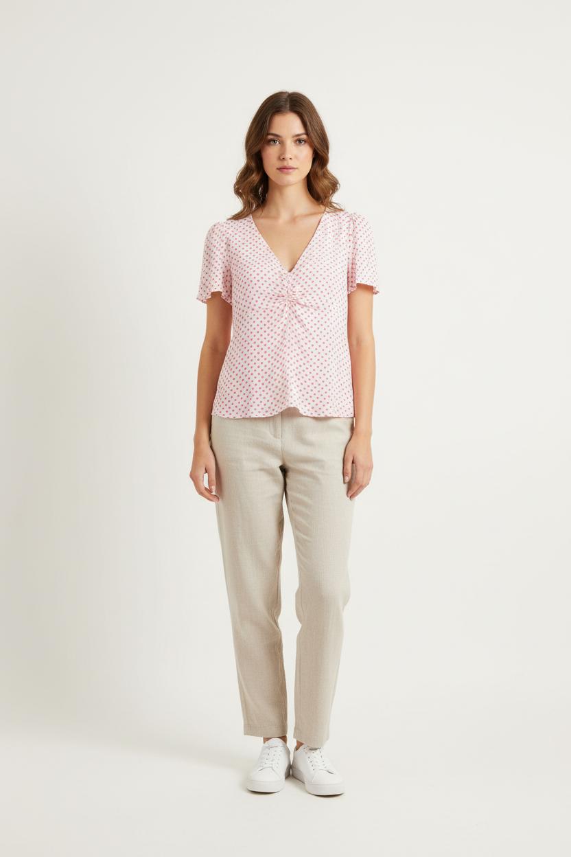 Blouse Blanche et Rose - Taille L/40 de la marque La Fée Maraboutée | PARAD83525 - Vendu par Paradigme - Image 1