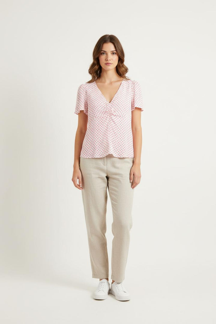 Blouse Blanche et Rose - Taille L/40 de la marque La Fée Maraboutée | PARAD83525 - Vendu par Paradigme - Image 1