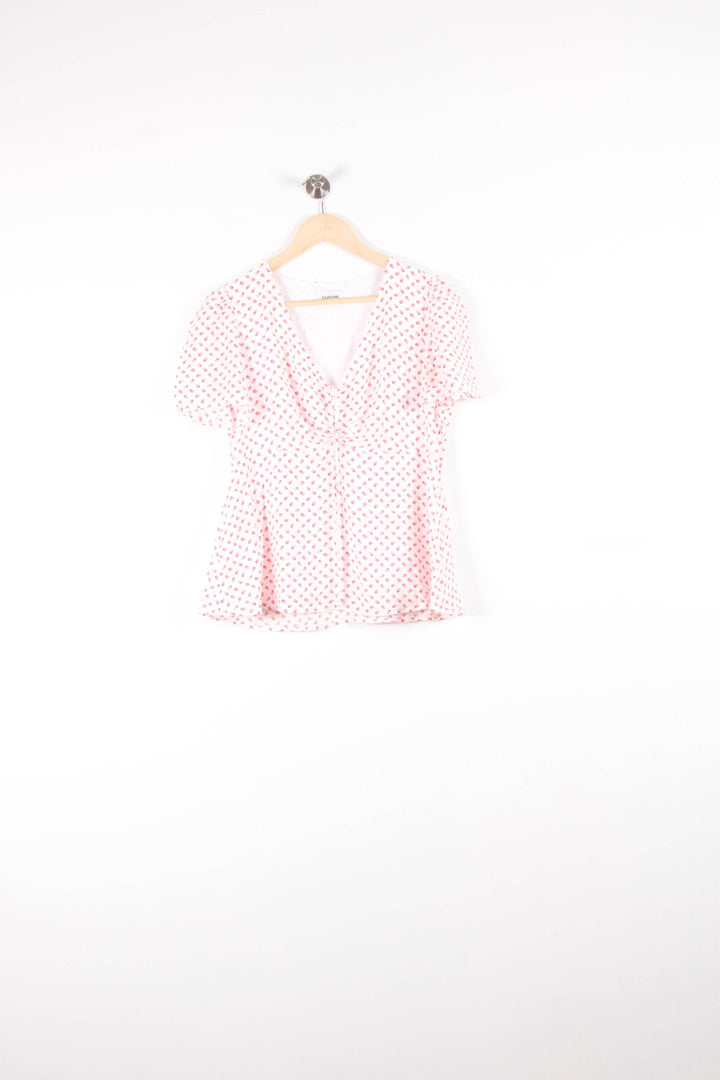 Blouse Blanche et Rose - Taille L/40 de la marque La Fée Maraboutée | PARAD83525 - Vendu par Paradigme - Image 2