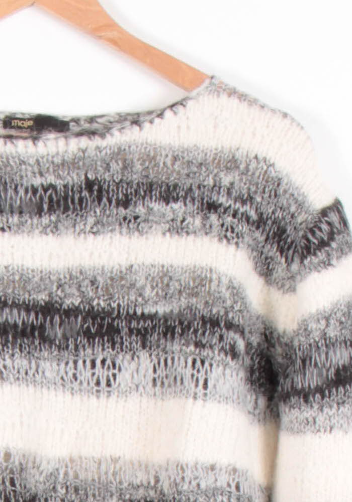 Pull Blanc et Gris - Taille M/38 de la marque Maje | PARAD83545 - Vendu par Paradigme - Image 3
