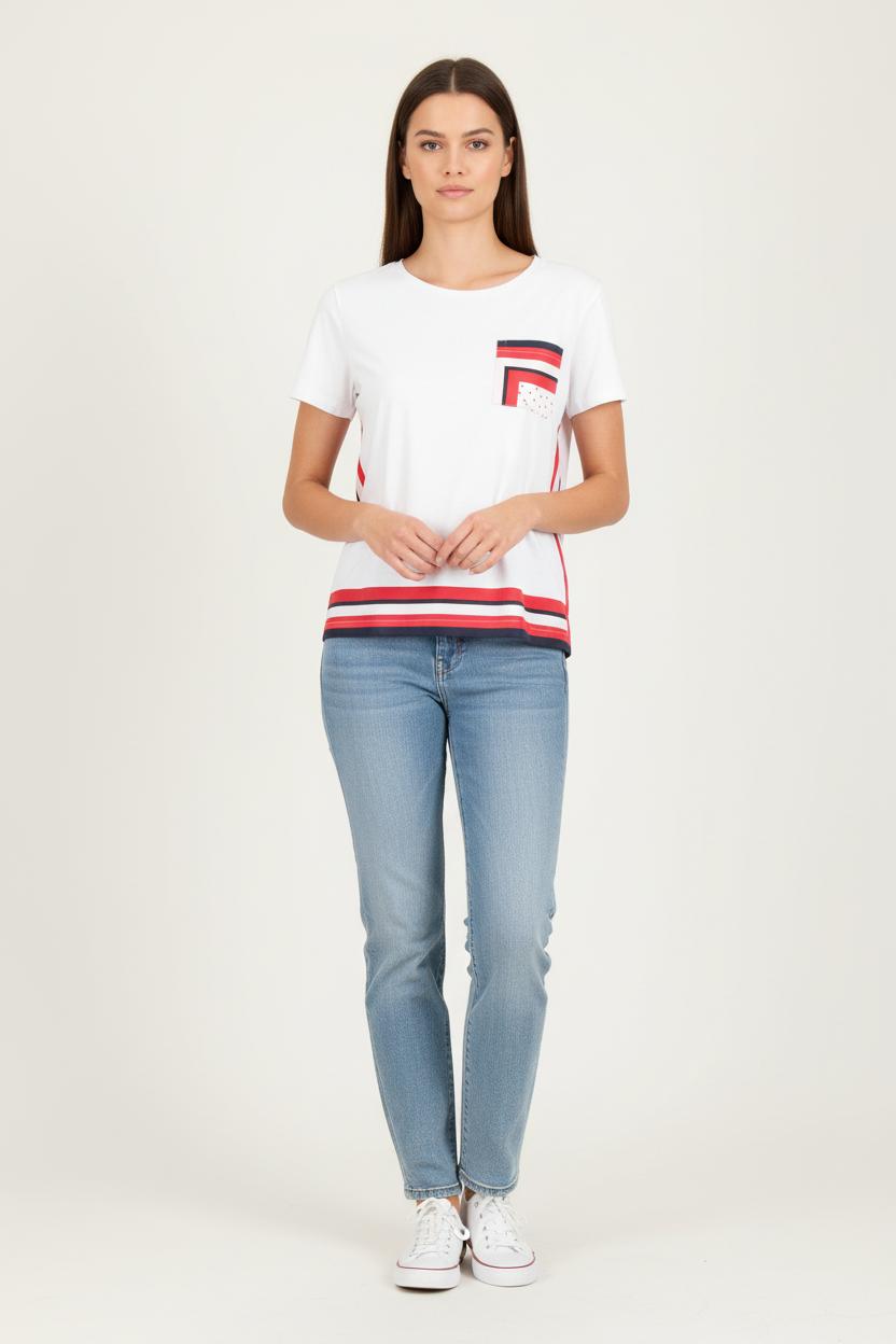Tee-shirt Blanc et Rouge - Taille M/38 de la marque Liu Jo | PARAD83570 - Vendu par Paradigme - Image 1