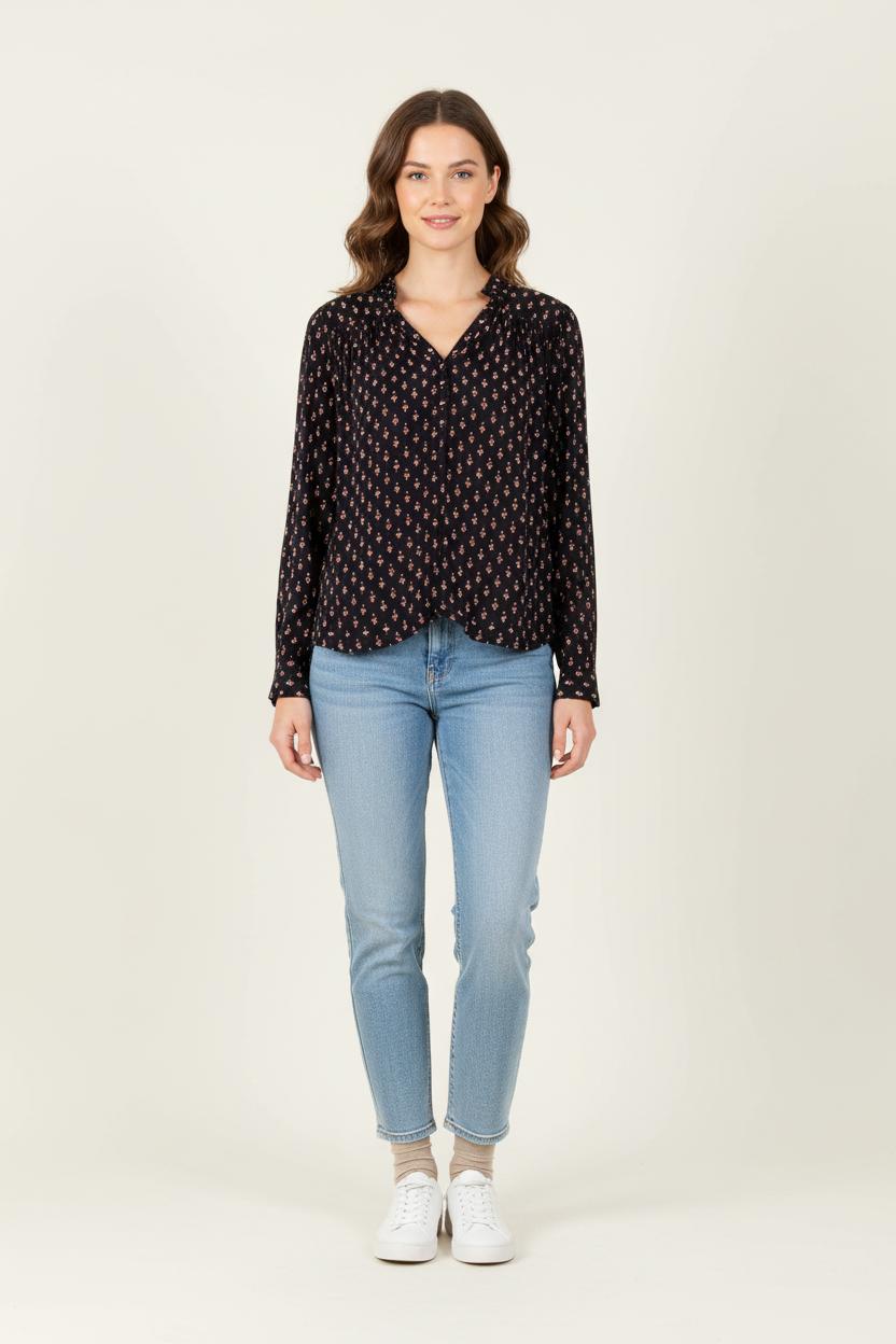 Blouse Noire à Motifs - Taille L/40 de la marque ba&sh | PARAD83584 - Vendu par Paradigme - Image 1