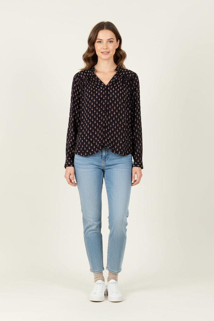 Blouse Noire à Motifs - Taille L/40 de la marque ba&sh | PARAD83584 - Vendu par Paradigme - Image 1