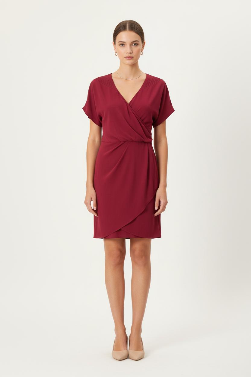 Robe Drapée Bordeaux - Taille L/40 de la marque IKKS | PARAD83609 - Vendu par Paradigme - Image 1