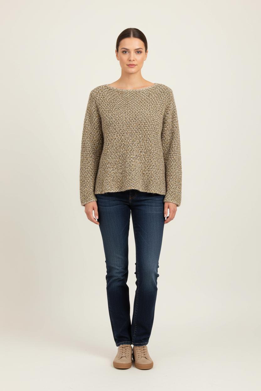 Pull Vert et Beige - Taille L/40 de la marque La Fée Maraboutée | PARAD83614 - Vendu par Paradigme - Image 1