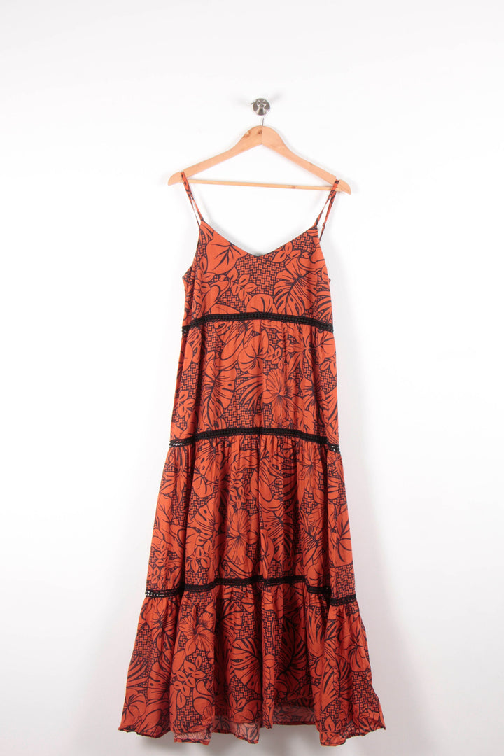 Robe Longue Orange et Noire - Taille XL/42 de la marque La Fée Maraboutée | PARAD83623 - Vendu par Paradigme - Image 4