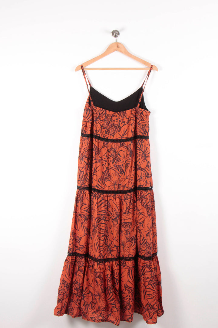 Robe Longue Orange et Noire - Taille XL/42 de la marque La Fée Maraboutée | PARAD83623 - Vendu par Paradigme - Image 2