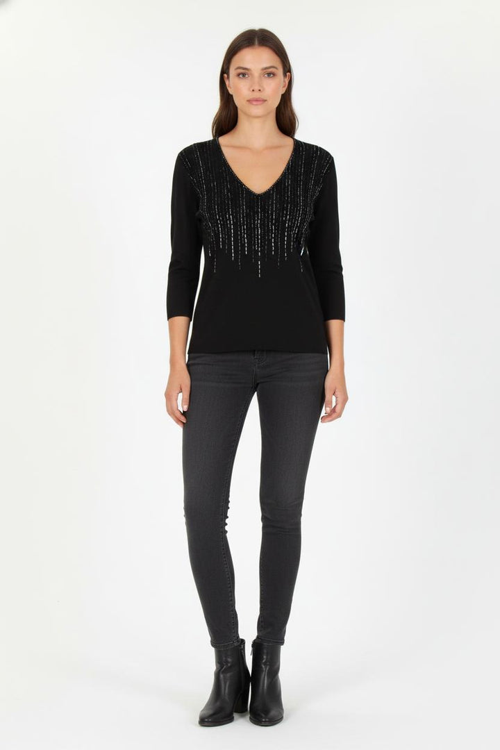 Pull Noir et Argenté - Taille XXL/44 de la marque Caroll | PARAD83648 - Vendu par Paradigme - Image 1